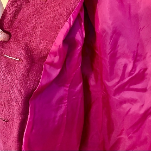 Vintage Blazer 8 HBS Ltd Magenta Checkered pattern Gold-tone Button-Up Classic - Picture 11 of 13